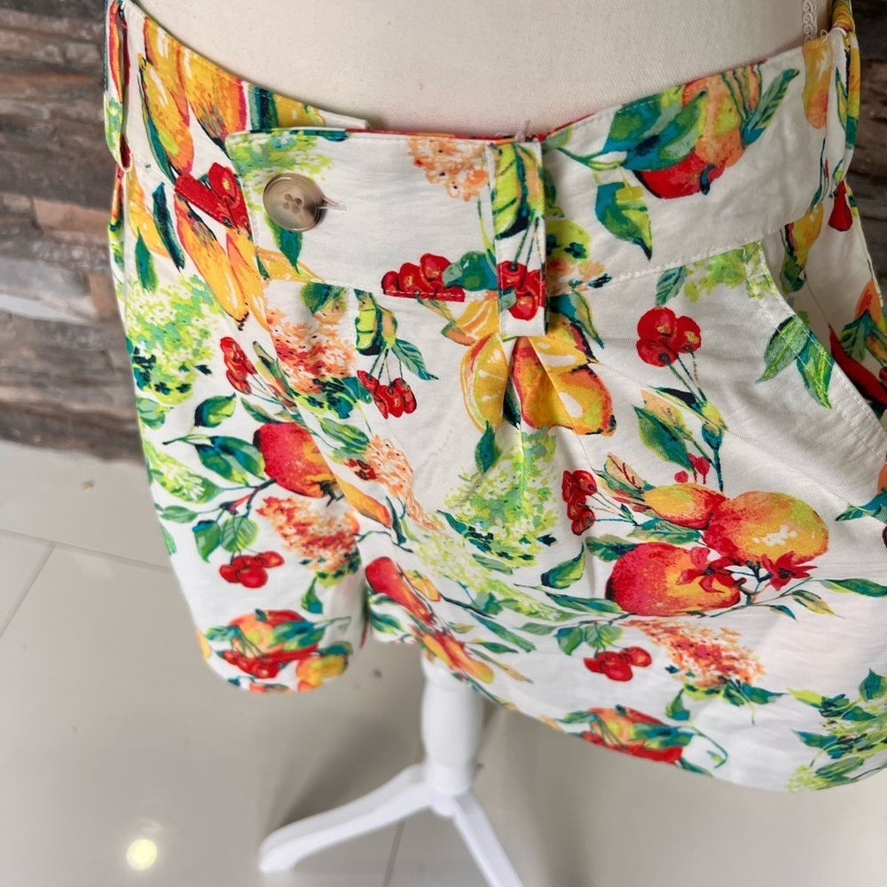 White Floral Fruit Print Shorts - Picture 6 of 16